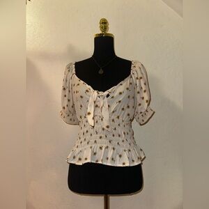 White Floral Women's Top